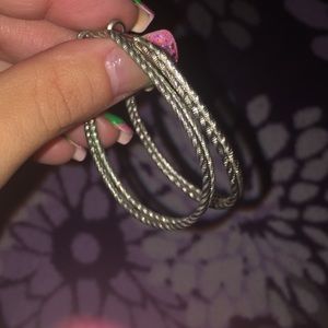 Silver oval hoop earrings